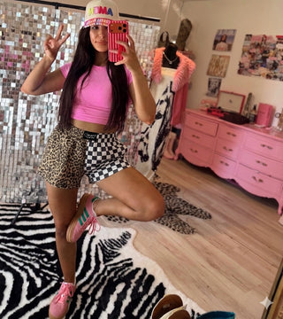 CCB™ original split boxer shorts in leopard + checkered PREORDER