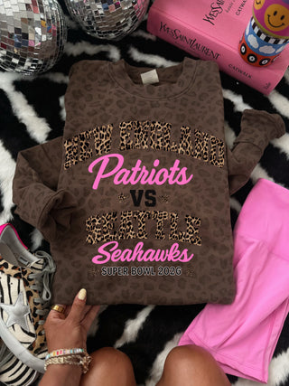 CCB ORIGINAL LEOPARD SUPERBOWL DESIGN ON LEOPARD CREWNECK