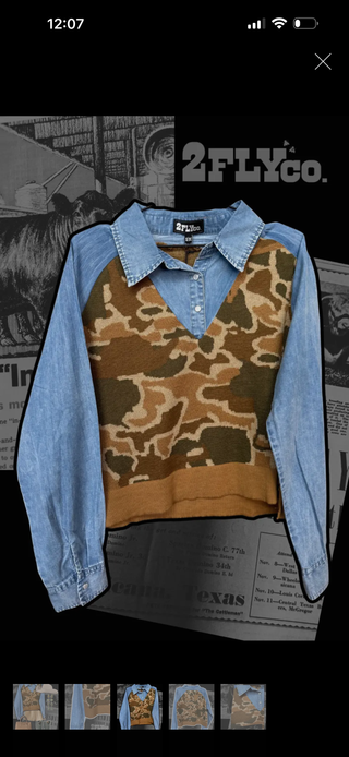Best of Both worlds Camo & Denim button down