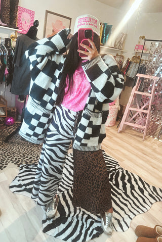 check me out oversized checkered cardigan