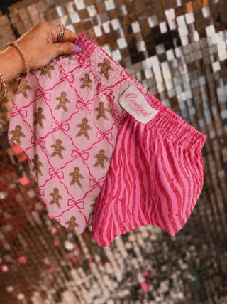 DROPPING 7/10 CLOSING 7/17 CCB™ original Split gingerbread bows | pink and red zebra boxer shorts PREORDER