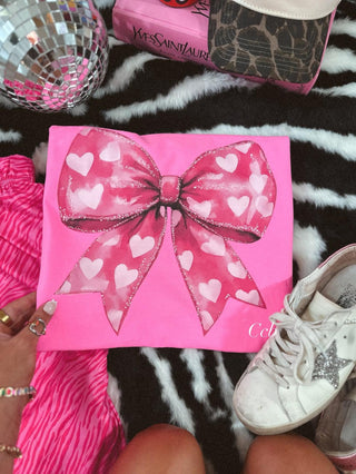 Pink Heart Valentine’s Day Bow Graphic