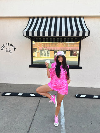 RTS pink camo oversized tee and matching biker set