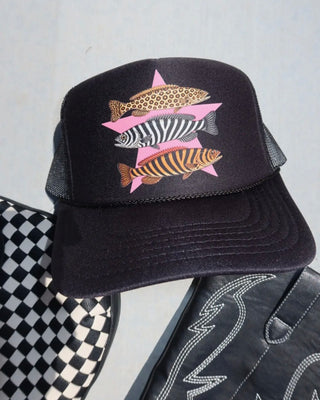 PREORDER PATTERNED FISH TRENDY TRUCKER HAT