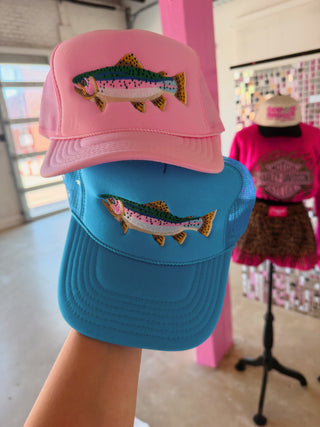 Embroidered Colorful Fish Trucker Hat ready to ship