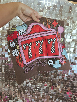 Lucky 777 espresso comfort colors tee