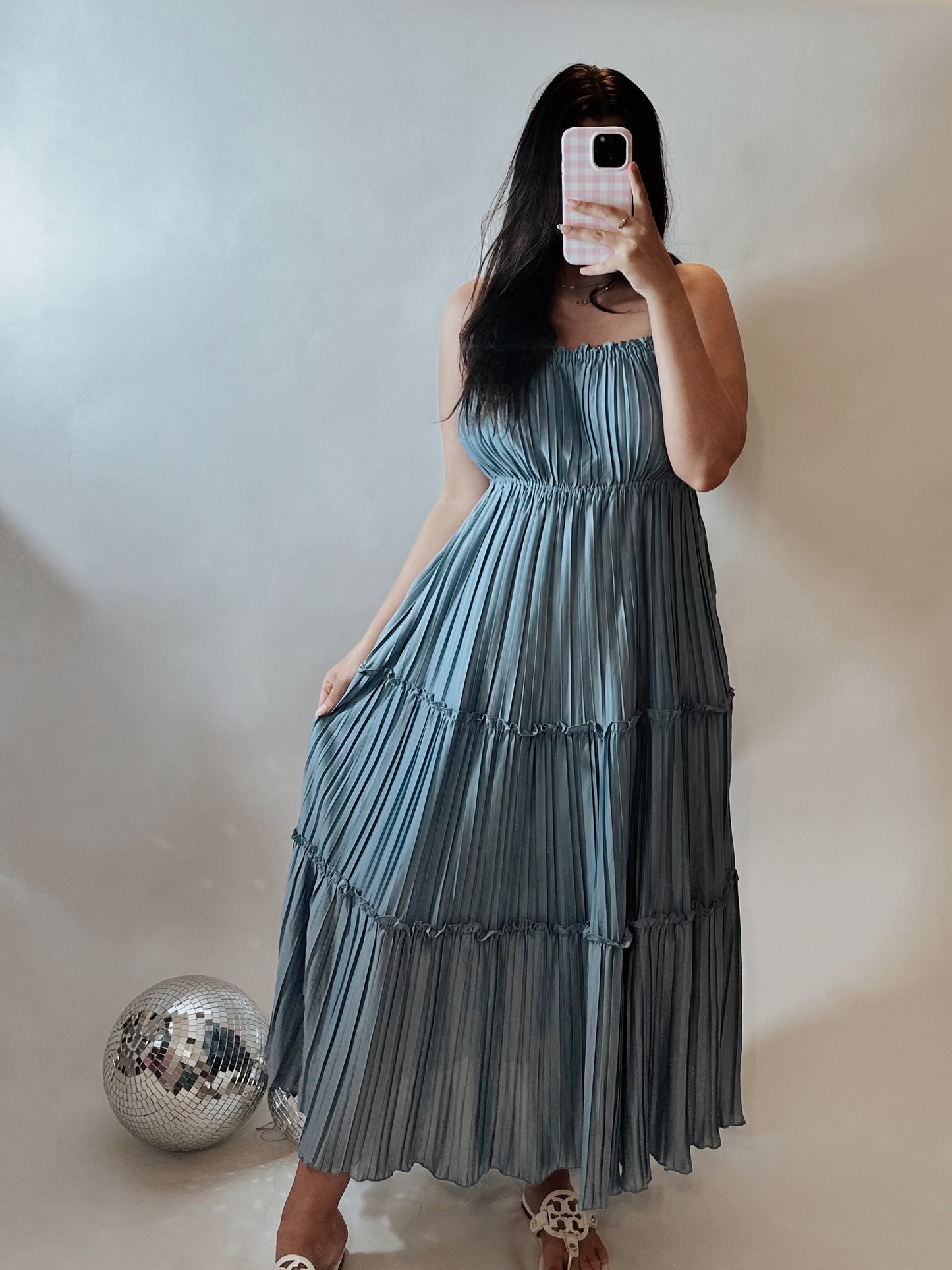 Lana Pleated Tiered Maxi Dress