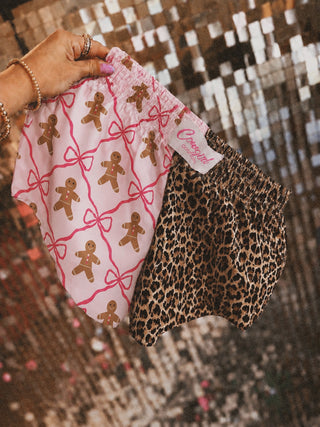 DROPPING 7/10 CLOSING 7/17 CCB™ original Split leopard | gingerbread bows boxer shorts PREORDER