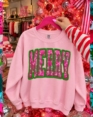 Faux sequin patch merry