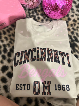 Rts Bengals leopard sand crewnecks