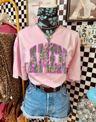 Real tree camo pink outline amen