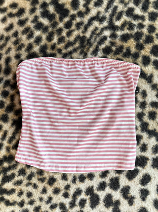 Small pink stripe tube top | baileys closet