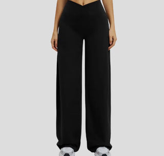 Crossover high waisted black yoga pants