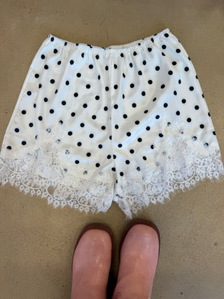 Polka dot lace satin shorts ready to ship
