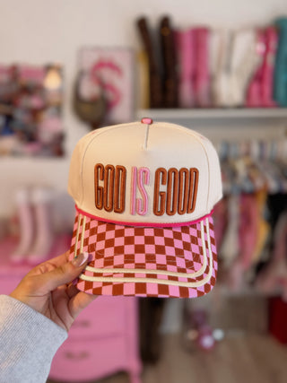 God is Good 3D Puff embroidered trucker hat