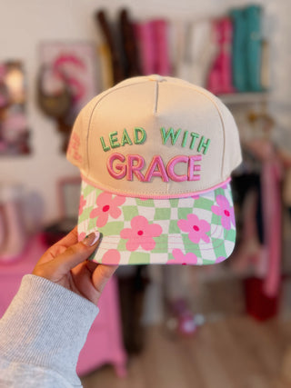 Lead with Grace 3D puff embroidered trucker hat