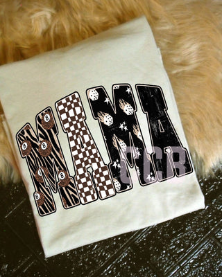 Neutral zebra / flaming dice mama graphic