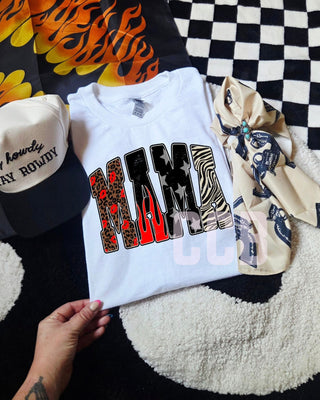 Bold retro flames | leopard lips Mama graphic