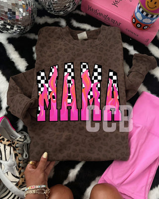 Checkered leopard flame mama leopard crew preorder