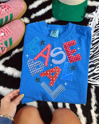 Faux appliqué baseball letters