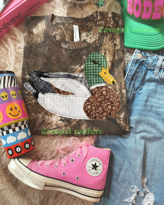 Faux quilted mallard camo crew