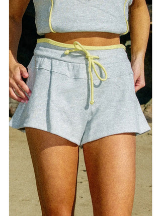 Contrast Binding Waist Drawstring Solid Terry Shorts