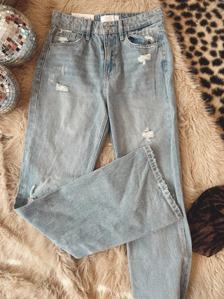 Straight leg light distress vervet jeans | size 24 | baileys closet