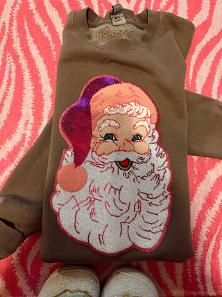 Sequin Santa fleece lined crew | size oversized small | baileys closet
