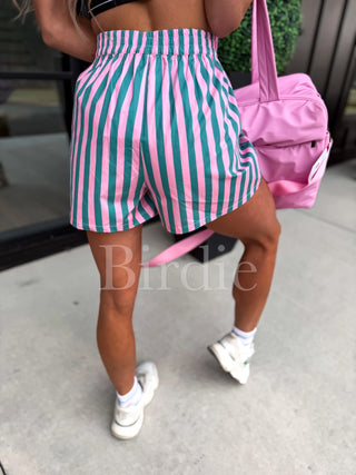 BIRDIE PREORDER Boxer Shorts in Pink & Green Stripes