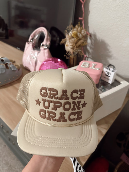 Grace upon Grace puff trucker hat