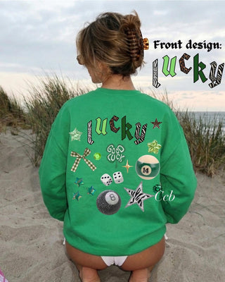 Lucky cool girl collage (front + back design)