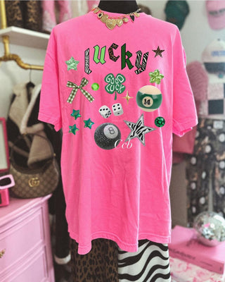 Lucky cool girl collage (front + back design)