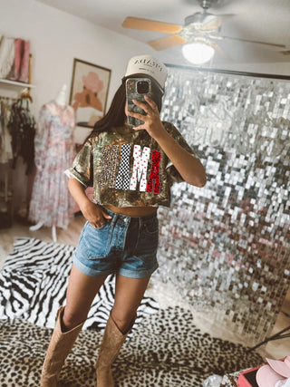 Trendy leopard cherry mama camo tee