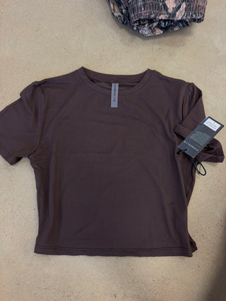 Solid chocolate brown baby tee size large