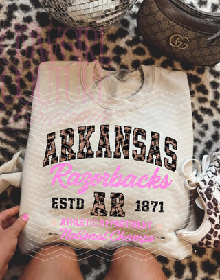 Custom leopard Arkansas athletic department