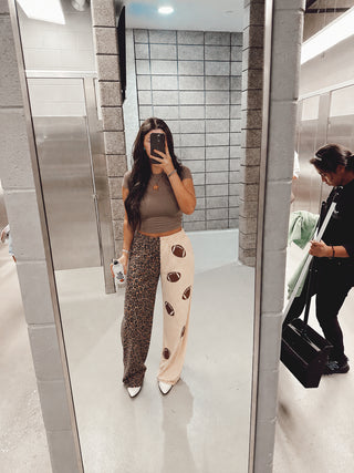 Cowgirl Couture® Split Pants — Leopard + Pin Stripes Football [PREORDER]