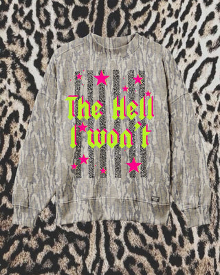 Licensed Mossy Oak® Bottomland Mockneck Sweatshirt [PREORDER — EARLY NOVEMBER ARRIVAL] HELL I WONT DESIGN