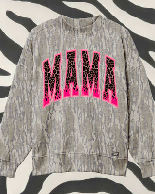 Licensed Mossy Oak® Bottomland Mockneck Sweatshirt [PREORDER — EARLY NOVEMBER ARRIVAL] leopard flame mama