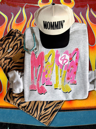 Groovy grunge green and pink mama