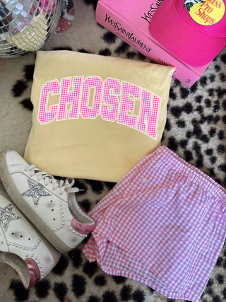 Pink gingham chosen graphic