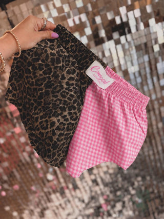 DROPPING 6/6 CCB™ original split leopard/pink gingham boxer shorts PREORDER