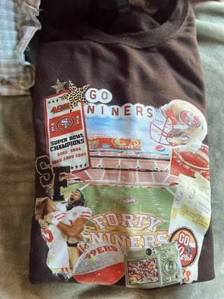 49er cluster collage chocolate brown crew large