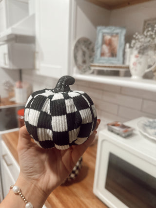 Ready to ship glitter stem velvet checkered pumpkins