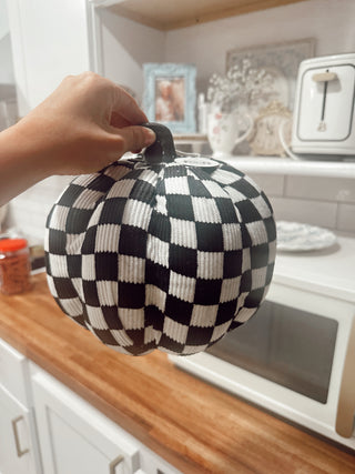 Ready to ship glitter stem velvet checkered pumpkins