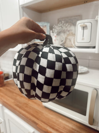 Ready to ship glitter stem velvet checkered pumpkins