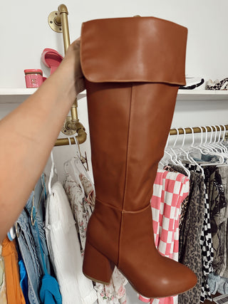 Cognac Fold Over Boot