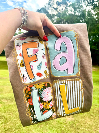 Boho patchwork fall patterned graphic