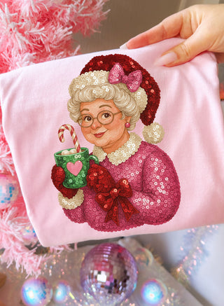 Ccb exclusive faux sequin Mrs claus graphic