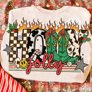 Retro western holly jolly Christmas