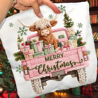 Faux yarn highland cow Christmas